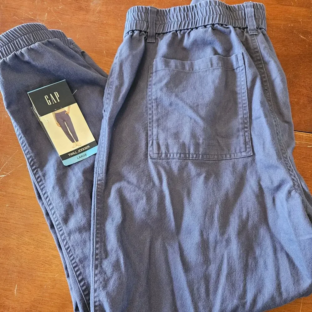 GAP ladies blue twill jogger pants - size large NWOT